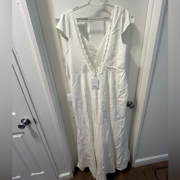 Lulus Cap Sleeve Wedding Dress White - Picture 5 of 6